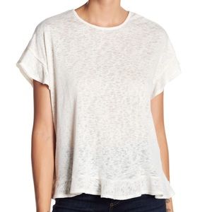 NWT Bobeau Cross Back Ruffle Trim Tee